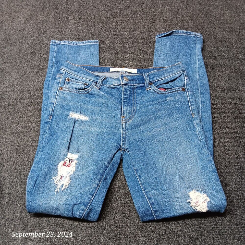 Gap 1969 Jeans Women 25 Regular Real Straight Distressed Stretch Low Rise Pants